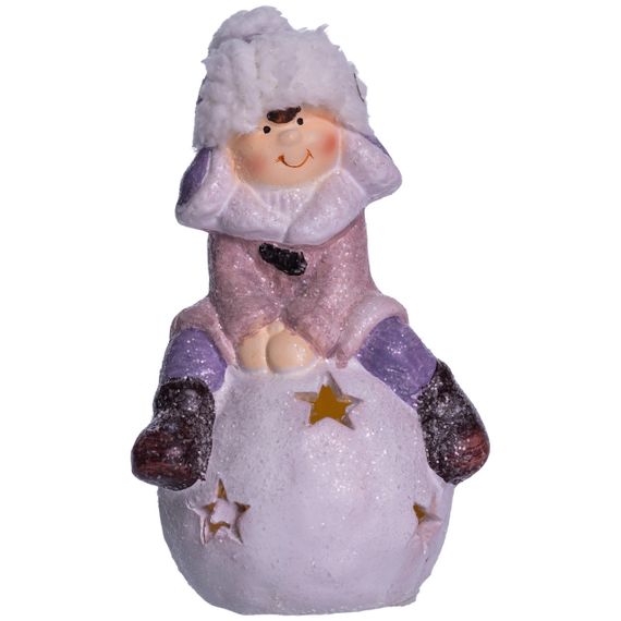 Новорічна фігурка з підсвіткою Дівчинка на сніговій кулі з фарфору 8×7×16 (см) новорічний декор для дому, квартири на подарунок | Зображення 1