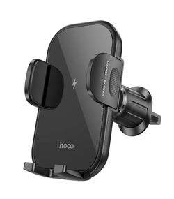 Автотримач Hoco HW5 на панель/лобове скло (затискач) швидка бездротова зарядка для телефону 15W Чорний