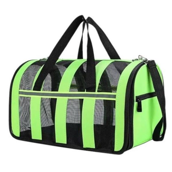 Сумка переноска для животных сетчатая 41×25 x 26 M For Friends paws Зеленая