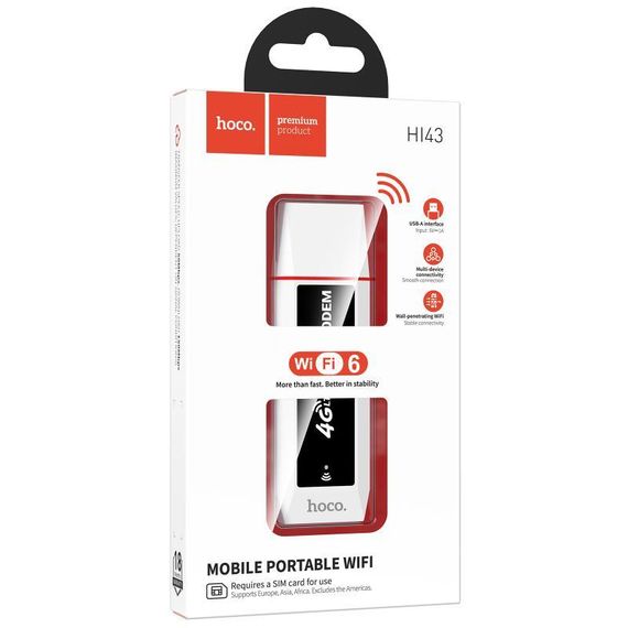Портативный модем WiFi роутер Hoco HI43 150Mbps (SIM) 2100 mAh White | Зображення 1