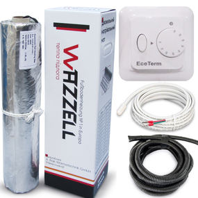 Комплект алюминиевый мат WAZZELL EASYHEAT + механический термостат. Теплый пол под ламинат 2 м² (280 Вт)