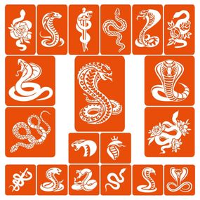 Набор трафаретов для биотату "Змеи - большой микс" snakes-big-mix 19 штук
