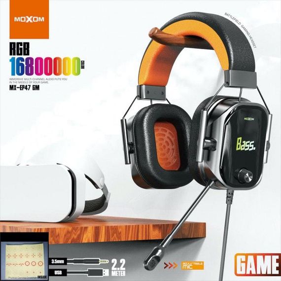 Игровые наушники с микрофоном Moxom MX-EP47 GM Black | Зображення 2