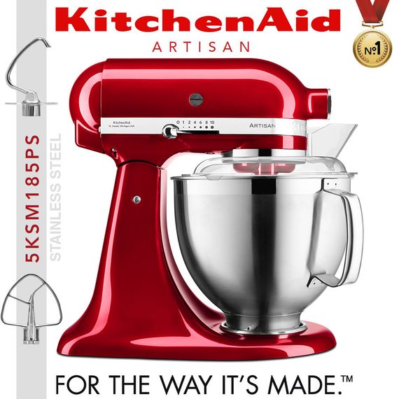 Міксер планетарний настільний KitchenAid Artisan 5KSM185ECA чаша 4.8 л, з двома чашами Карамельне яблуко | Зображення 1