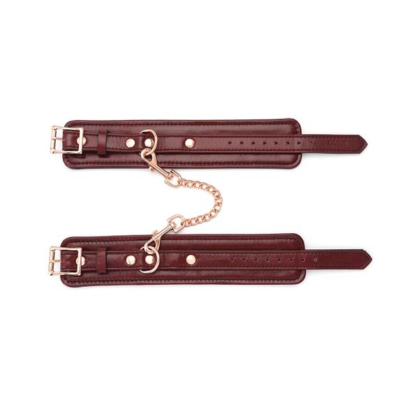 Шкіряні поножі Liebe Seele Wine Red Ankle Cuffs, знімний ланцюжок-кріплення Sex Aura | Зображення 3