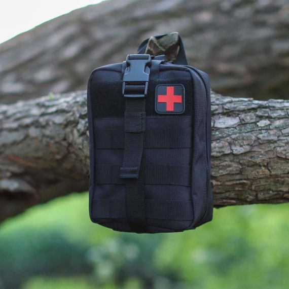 Тактическая аптечка на системе Molle (20х15х8 см), A87, Черная / Аптечный подсумок | Зображення 6