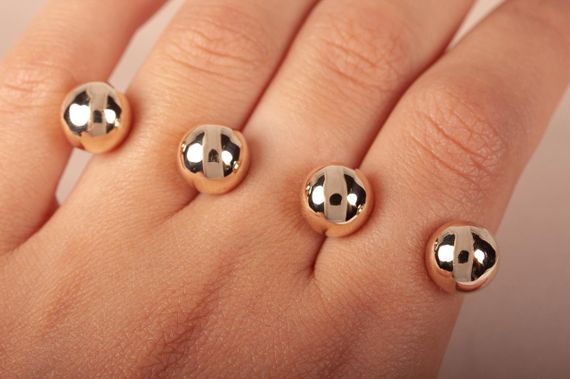 Кольцо из желтого золота на три пальца 18.5 | Зображення 6