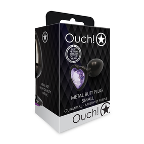 Анальна пробка - Ouch! Metal Butt Plug Small Gunmetal/Amethyst Purple Sex Aura