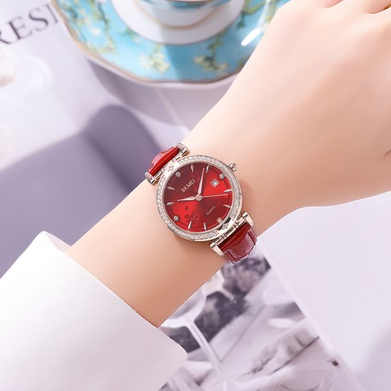 Класичний жіночий годинник Skmei 2169RGRD Rose Gold-Red | Зображення 2