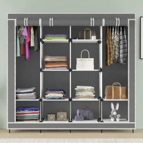 Шафа для одягу тканинна 4 секції 170х45х170см Storage Rack 88170 Сірий