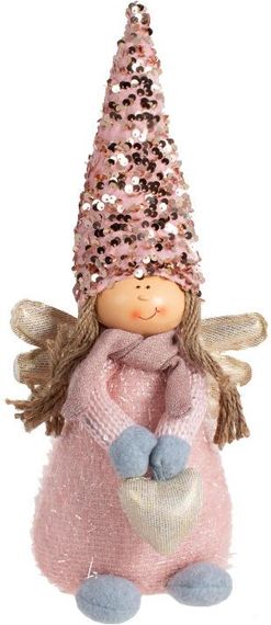 Інтерєрна іграшка мяка Angel Tiffany 14х13х40см рожевий-шампань з паєтками