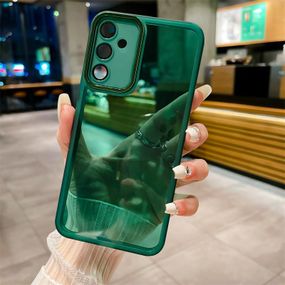 Мягкий силиконовый чехол со стеклом на камеру для Samsung Galaxy A05s цвет Зеленый