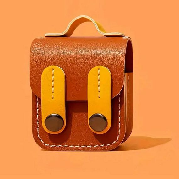 Кожаный футляр Briefcase для наушников AirPods 1/2 Brown / Yellow | Зображення 1
