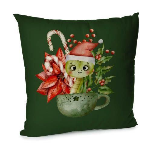 Подушка диванная с бархата Змійка в чашці 45x45 см (45BP_25NG001)