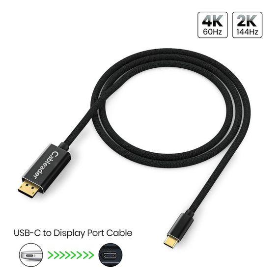 Кабель USB C до DisplayPort 4K@60Hz, 2K@144Hz, сумісний з Thunderbolt 3 для MacBook Pro/Air, iPad Pro, XPS | Зображення 1