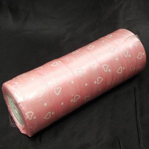Лента атласная розовая Love 5см (23м)  (АЛР5-008) | Зображення 3