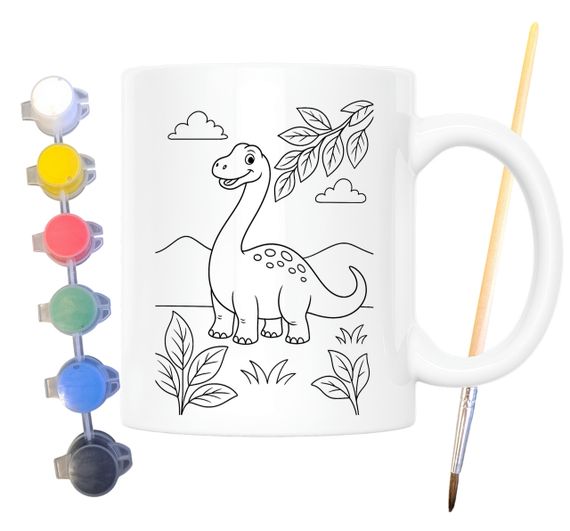 Набор для творчества кружка раскраска Динозавр Диплодок 330 мл белая (КР0156) | Зображення 1