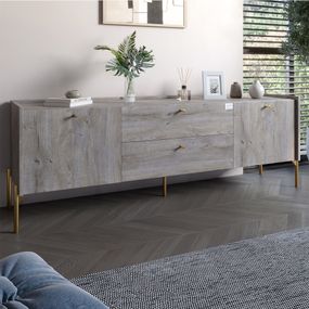 Тумба під телевізор з шухлядами LION Wood з золотими ніжками 180х50х40 см Шварцвальд (LION-043121)