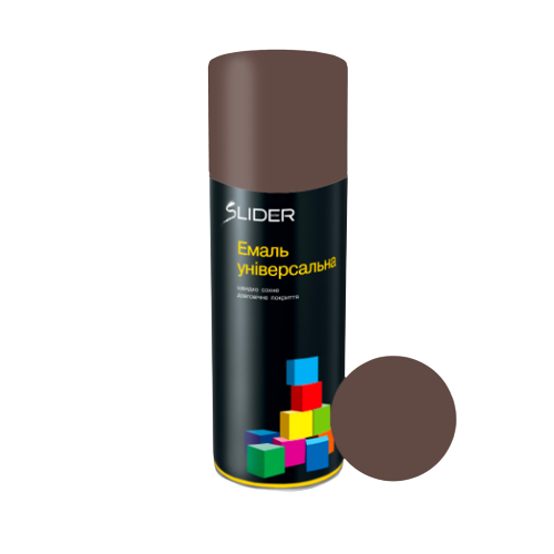 Емаль універсальна 400 мл 8027 шкіра коричнева мат. аерозоль SLIDER
