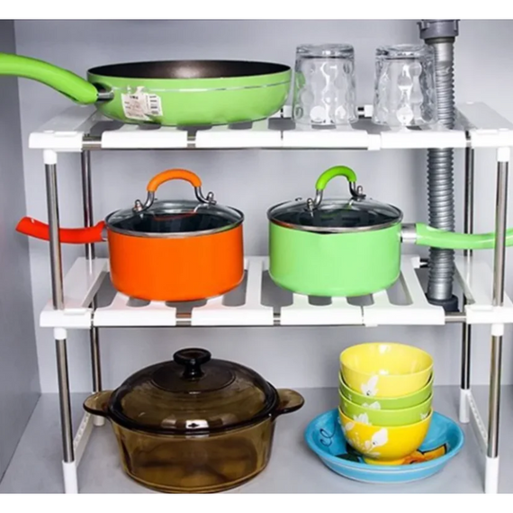 Подвійна полиця Kitchen Rack, Полиця органайзер для взуття   знижка | Зображення 4