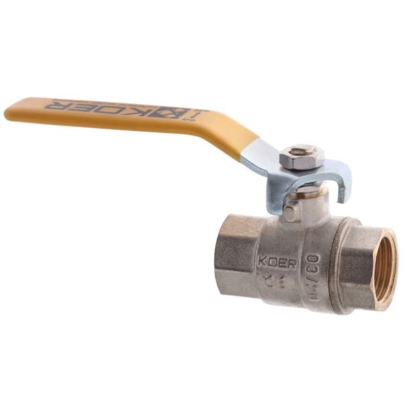 Кран кульовий KOER KR.214.G - 1/2" FF ГГВ YELLOW, ручка "важіль" жовта (KR0123) | Зображення 2