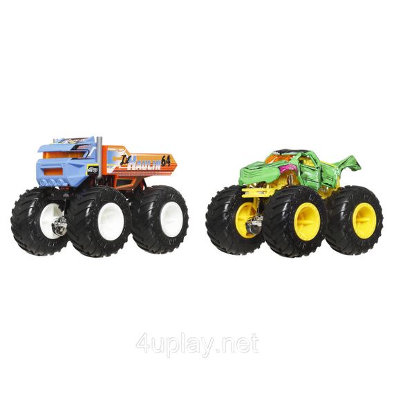 Подарочный набор 2 монстр-трака Хот Вилс Оригинал Hot Wheels Monster Trucks Lil' Haulin Vs Totaled | Зображення 1