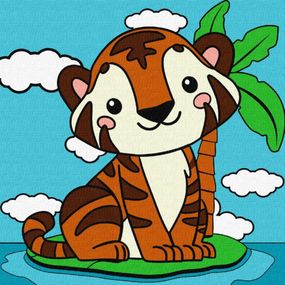 Картина по номерам "Милый тигрёнок" Идейка KHO9068, 25х25 см