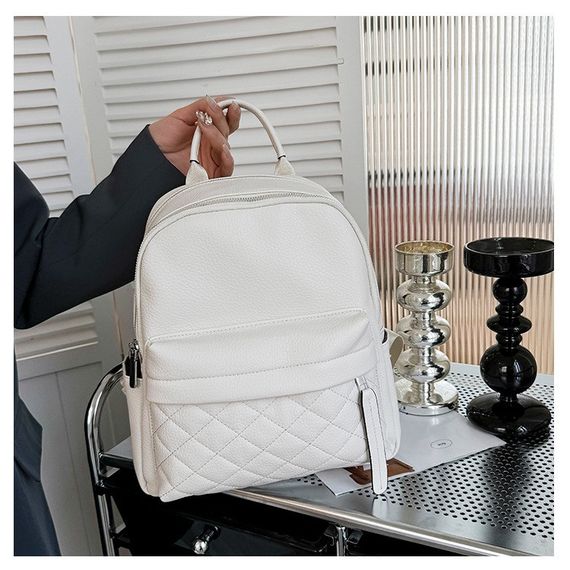 Жіночий шкіряний рюкзак міський. Модний рюкзак жіночий. Рюкзак з натуральної шкіри білий 23479 | Зображення 4