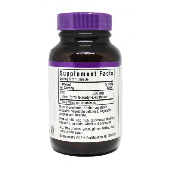 Ацетилцистеїн Bluebonnet Nutrition NAC (N-Ацетил-L-Цистеин) 500 mg 30 Caps | Зображення 1