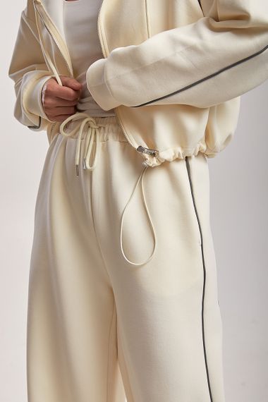 Вільний спортивний костюм з капюшоном - кремовий цвет, M (є розміри) | Зображення 4