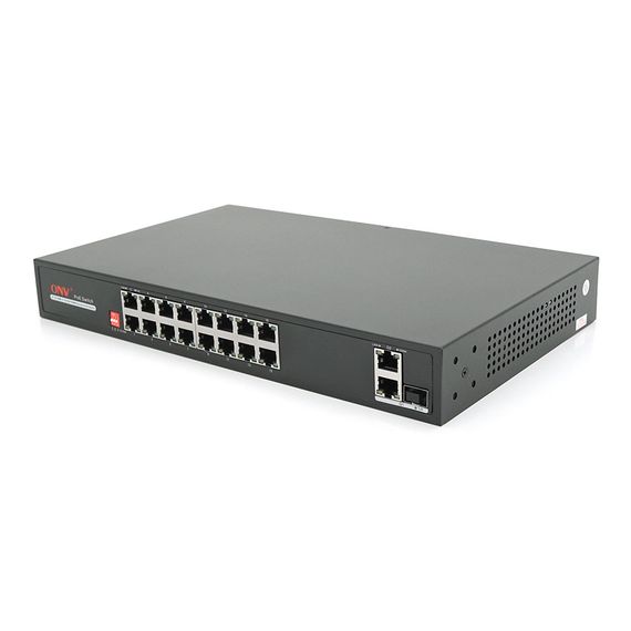 16ти портовий PoE комутатор з автоперезапуском ONV-H1016PLD 16хРоЕ 100Мбіт + 2хUplink 1000Мбіт + 1хSFP 1000Мбіт, до 250м, | Зображення 1