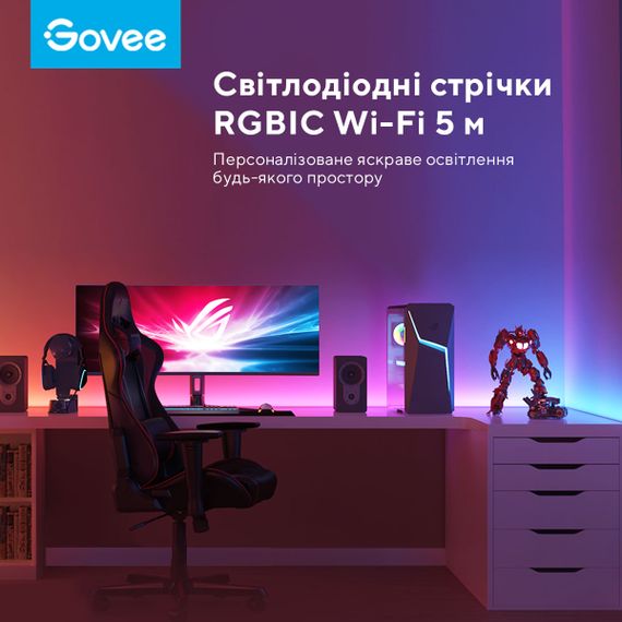 Стрічка світлодіодна Govee  розумна H618С RGBIC Basic Wi-Fi + Bluetooth LED Strip Light 10м Білий (H618C3D1) | Зображення 3