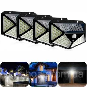 Уличный настенный светильник Lesko SH-100 на солнечной батарее с датчиком движения 100 LED диодов