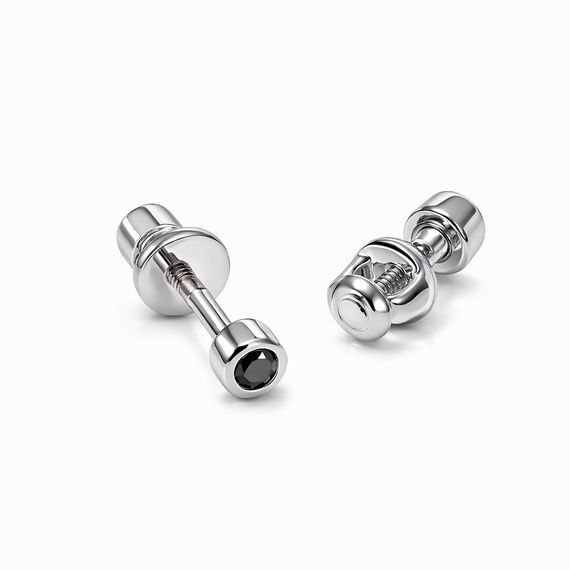 Серьги из белого золота с черными бриллиантами S-0383 | Зображення 1