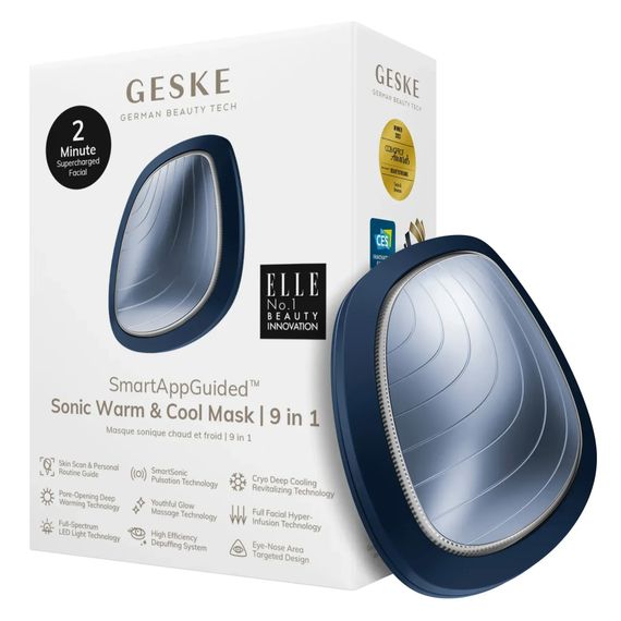 Ультразвукова маска тепло та холод GESKE Sonic Warm&Cool Mask 9в1 white, Синій