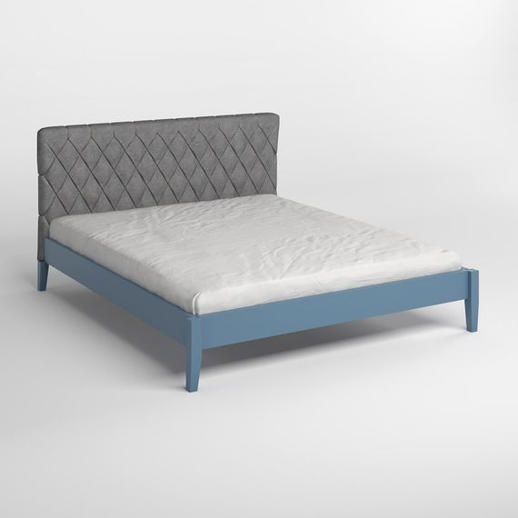 Односпальне дерев&#039;яне ліжко Mebigrand Венеція ДК Сіро-синій (S7010R90B)/Аляска 93 (Сірий) 80х190 см (MBG-5560) | Зображення 1