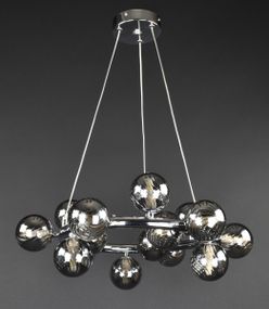 Люстра підвісна на 15 лампочок 27506 Хром 35-140х51х51 см.