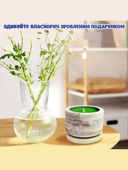 Соєві свічки у гіпсових кашпо своїми руками — набір MEDIUM | Зображення 2