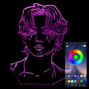 Акриловий світильник-нічник керування з телефона BTS Кім Техен "V" tty-n001044