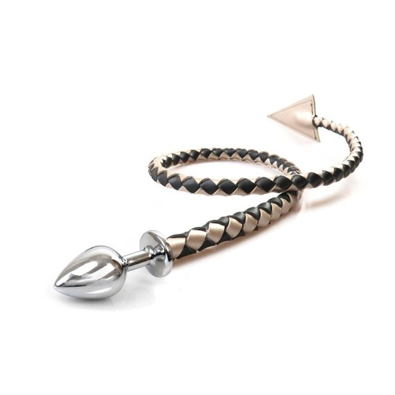 Металева анальна пробка M з диявольським хвостом Art of Sex - Succubus, екошкіра, чорний/золото sexstyle