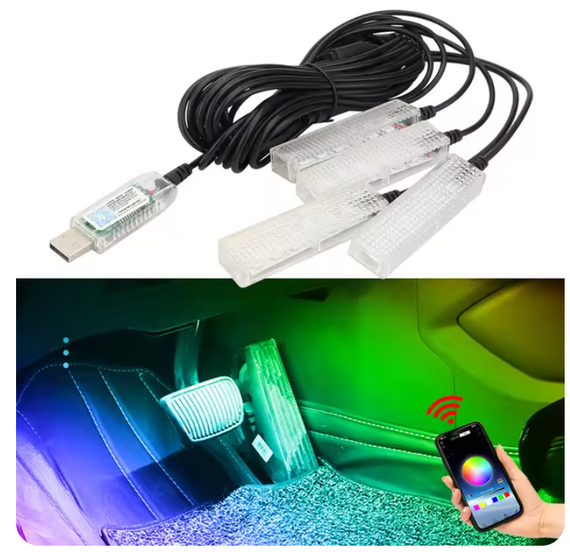 Автомобільна RGB-підсвітка салону з підтримкою програми 4 шт USB | Зображення 1