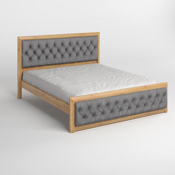 Двоспальне дерев'яне ліжко Mebigrand Барселона Б3 Горіх світлий/Аляска 93 (Сірий) 180х200 см (MBG-13727) | Зображення 1