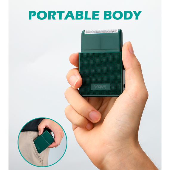 Электробритва VGR V-376 GREEN шейвер, выдвижной триммер | Зображення 4