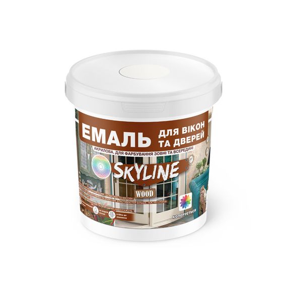 Емаль акрилова Для Вікон та Дверей SkyLine Wood Біла 0.4 л