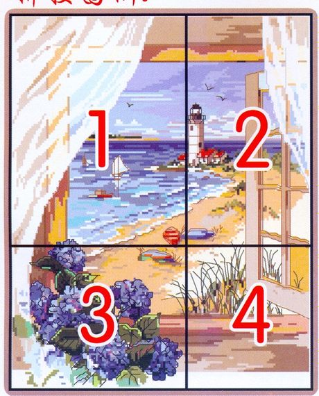 Набір для вишивання за нанесеною на канву схемою "Sea view outside thection".AIDA 14CT printed, 33*40 см | Зображення 2