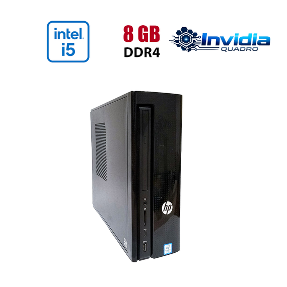 ПК HP Slimline 270-P043W SFF / Intel Core i5-7600 (4 ядра по 3.5 - 4.1 GHz) / 8 GB DDR4 / 256 GB SSD NVMe / nVidia Quadro P400, 2 GB GDDR5, 64-bit / Win 10 Lic б/в