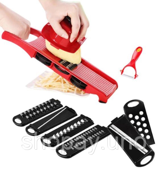 Овочерізка - мультислайсер Mandoline Slicer 6 in 1 · Тертка – шатківниця для овочів та фруктів з контейнером | Зображення 4