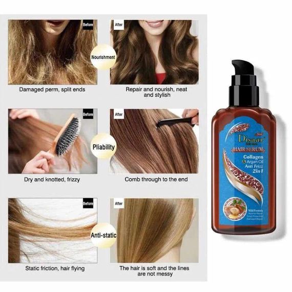 Масло-сироватка для волосся Disaar Hair Serum Collagen & Argan Oil Anti Frizz 2в1, 120 мл | Зображення 1