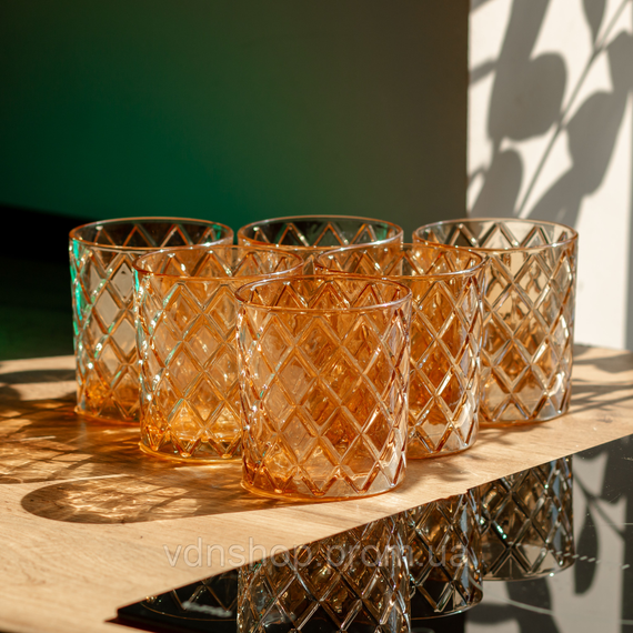 Набір склянок 6 штук по 320 мл для віскі Золото HP-19-11GLASS | Зображення 3