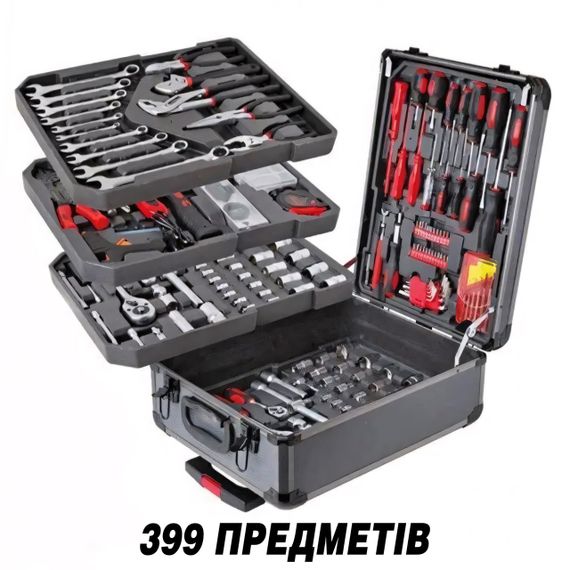 Великий Набір 399 предметів інструментів у валізі Rainberg 399, інструменти, набір інструментів